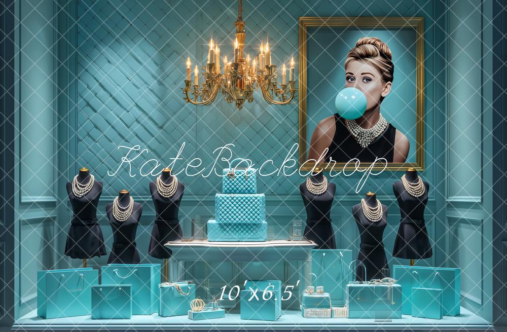 Kate Mode Schaufenster Türkis Elegant Hintergrund Entworfen von Ashley Paul - Kate Backdrop.de