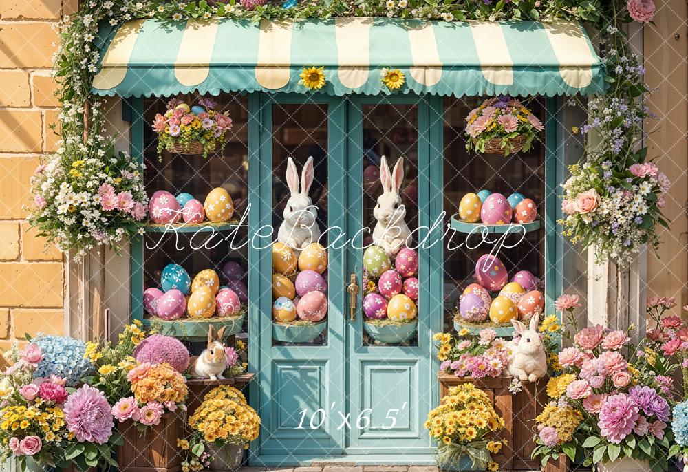 Kate Ostern Eier Blumen Ladenfassade Fleece Hintergrund Entworfen von Emetselch
