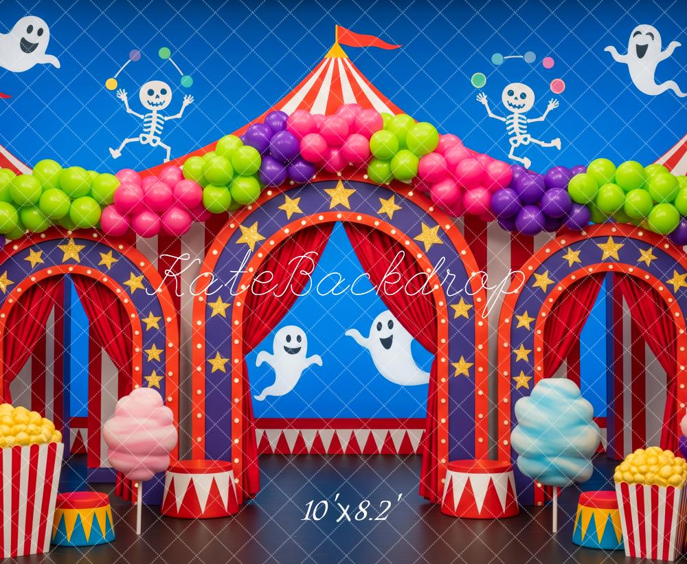 Kate Halloween Zirkus Ballons Bunt Hintergrund Entworfen von Patty Roberts
