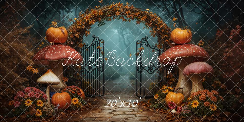 Kate Herbst Pilze Kürbis Torbogen Hintergrund Entworfen von Chain - Kate Backdrop.de