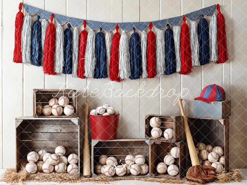 Kate Baseball Holzkisten Bälle Vintage Hintergrund Entworfen von Emetselch - Kate Backdrop.de