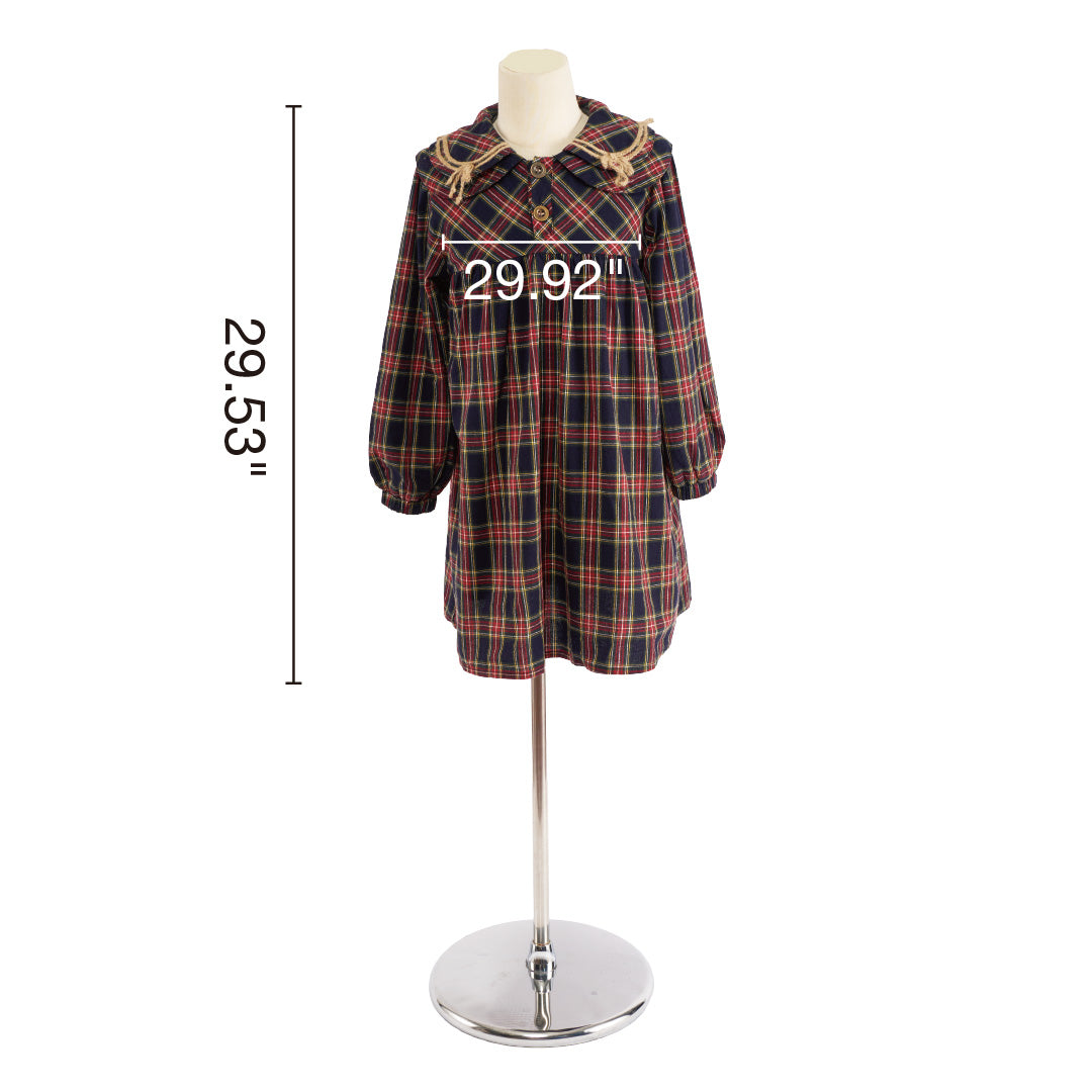Kate Weihnachtsbraunes Basic-Kleid für Kinder mit Karomuster - Kate Backdrop.de
