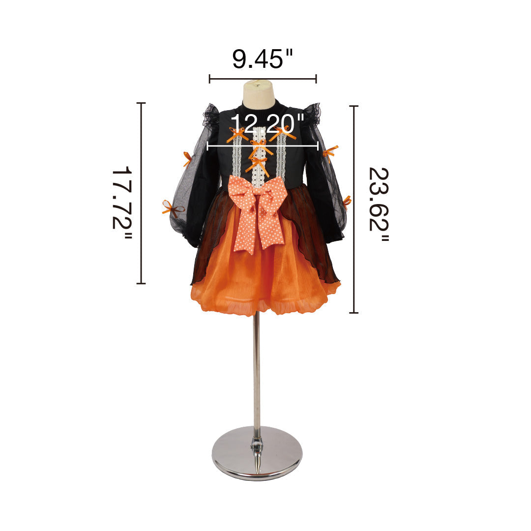 Kate Halloween Vollmond Schwarz-orangefarbenes Kinderkleid mit Zaubererhut - Kate Backdrop.de