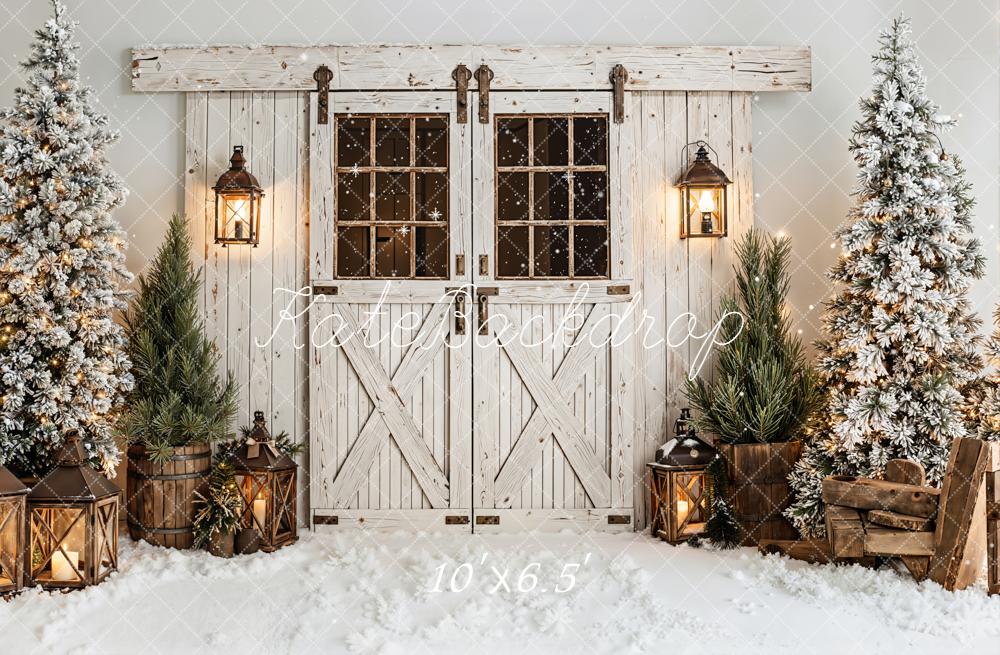 Kate Weihnachten Scheunentor Schnee Vintage Fleece Hintergrund Entworfen von Emetselch - Kate Backdrop.de