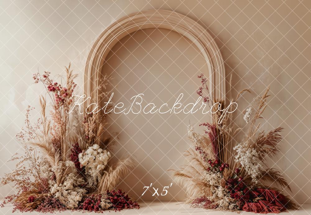 Kate Boho Bogen Pampasgras Beige Hintergrund Entworfen von Emetselch - Kate Backdrop.de