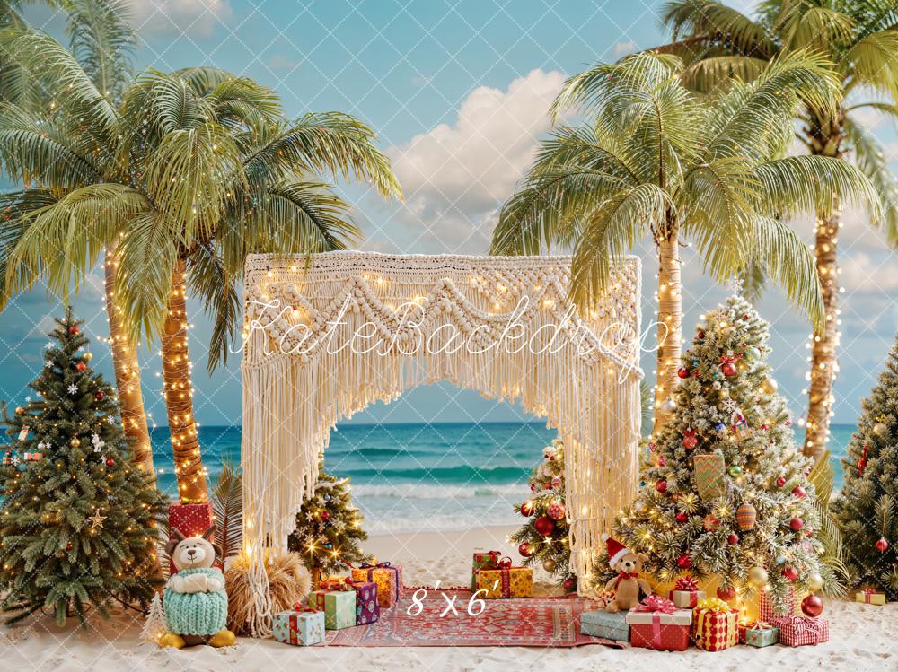 Kate Weihnachten Strand Palmen Boho Hintergrund Entworfen von Emetselch - Kate Backdrop.de