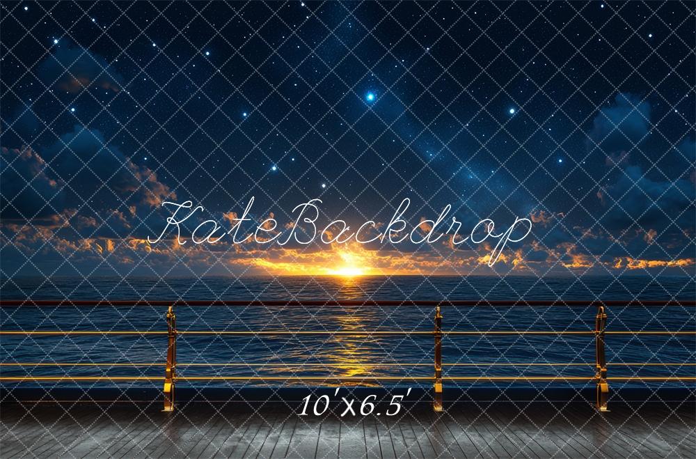 Kate Nacht Deck Meer Sonnenuntergang Hintergrund Entworfen von Mini MakeBelieve