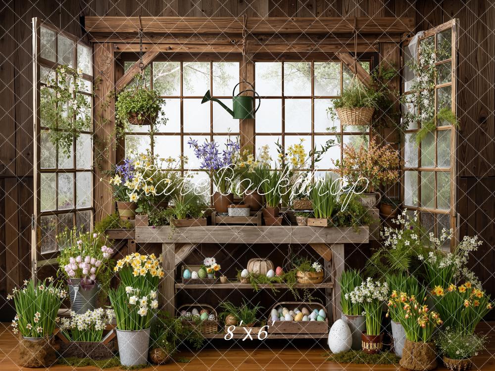 Kate Ostern Fenster Blumen Rustic Fleece Hintergrund Entworfen von Emetselch