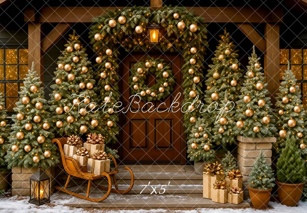 Kate Weihnachten Geschenke Tannenbaum Braun Hintergrund Entworfen von Mini MakeBelieve - Kate Backdrop.de