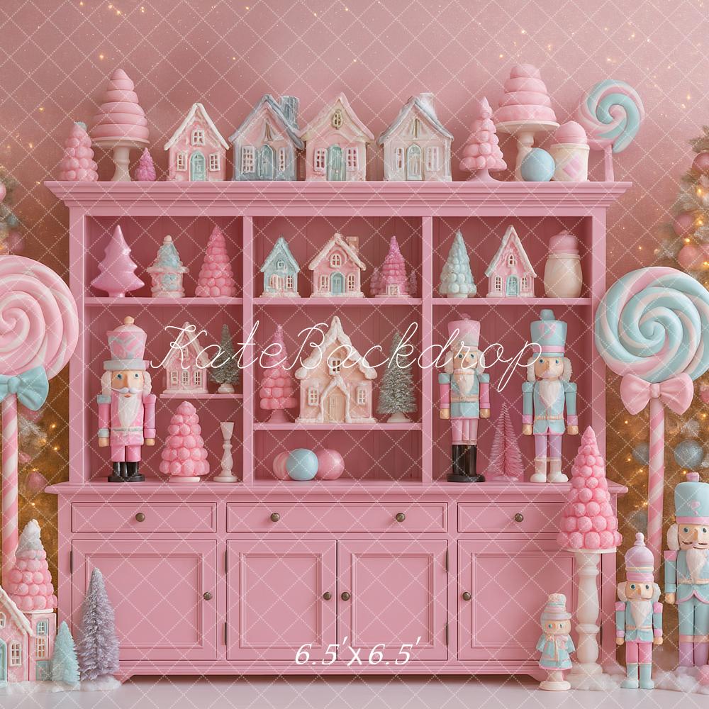 Kate Weihnachten Nussknacker Süßigkeiten Rosa Hintergrund Entworfen von Ashley Paul