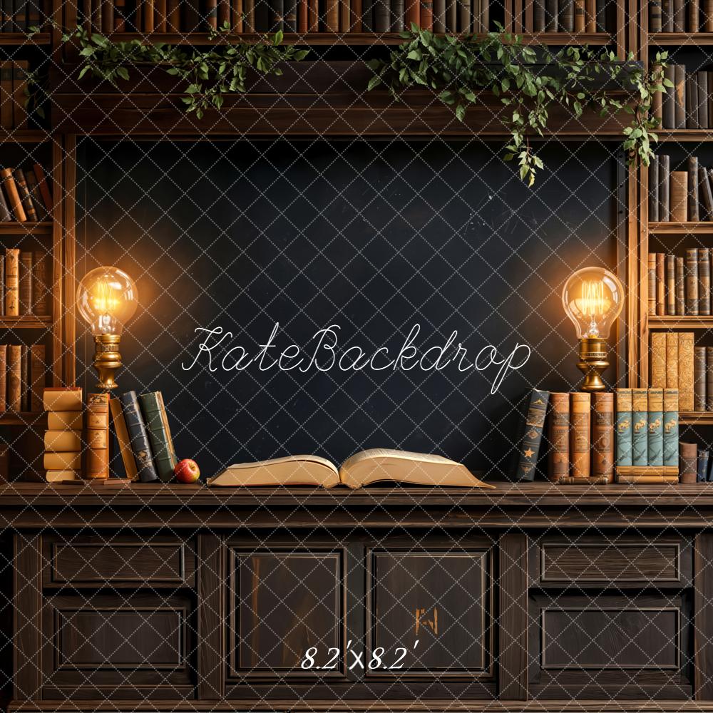 Kate Bibliothek Bücherregal Lampen Vintage Hintergrund Entworfen von Emetselch - Kate Backdrop.de
