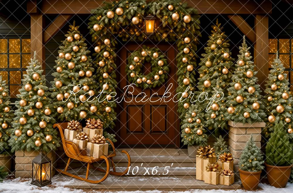 Kate Weihnachten Geschenke Tannenbaum Braun Hintergrund Entworfen von Mini MakeBelieve - Kate Backdrop.de