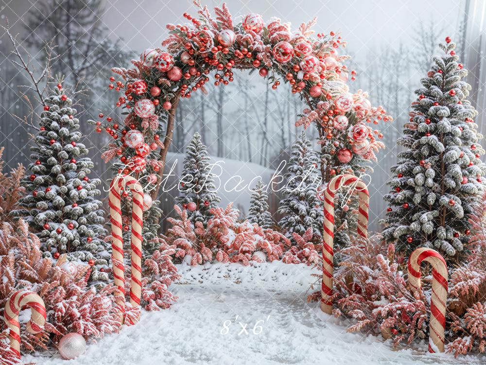 Kate Weihnachten Winterwald Zuckerstangen Rosa Hintergrund Entworfen von Emetselch