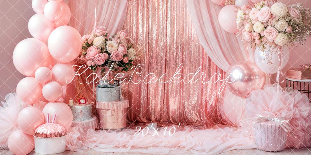 Kate Geburtstag Ballons Blumen Rosa Hintergrund Entworfen von Emetselch