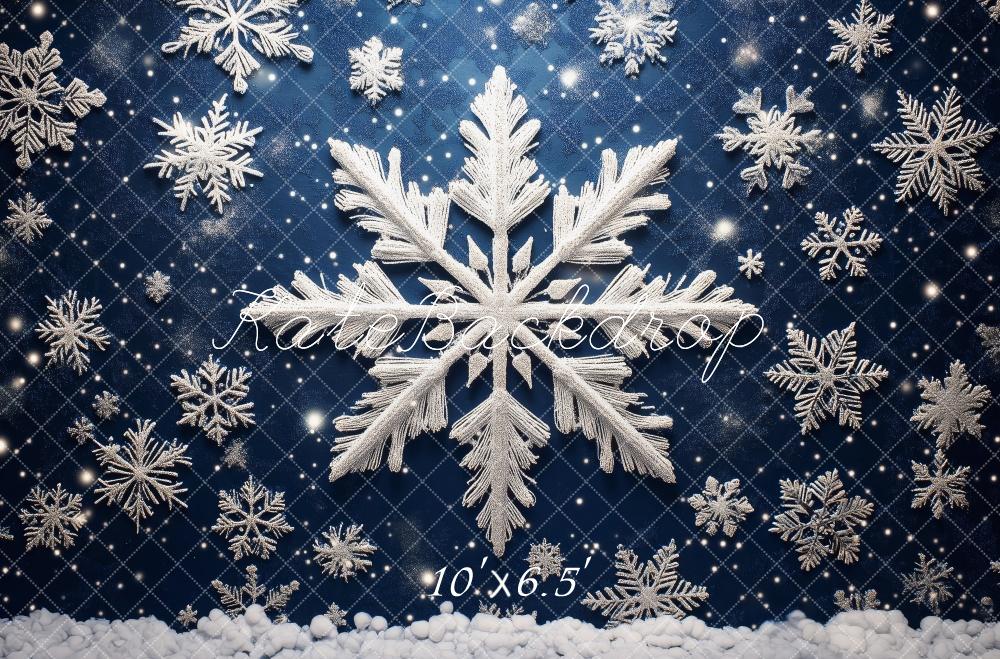 Kate Weihnachten Schneeflocken Blau Glitzer Hintergrund Entworfen von Patty Roberts - Kate Backdrop.de