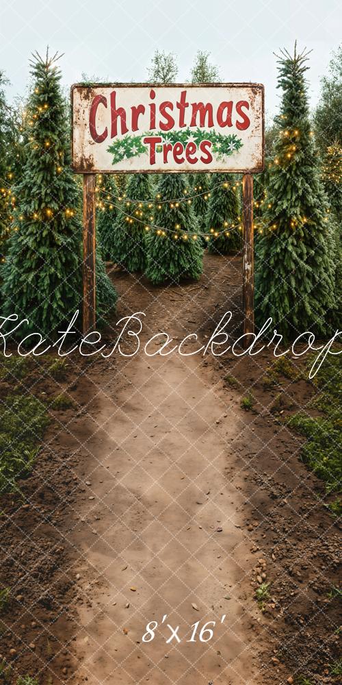 Kate Kombi Weihnachten Tannenbäume Weg Lichterkette Hintergrund Entworfen von Emetselch - Kate Backdrop.de
