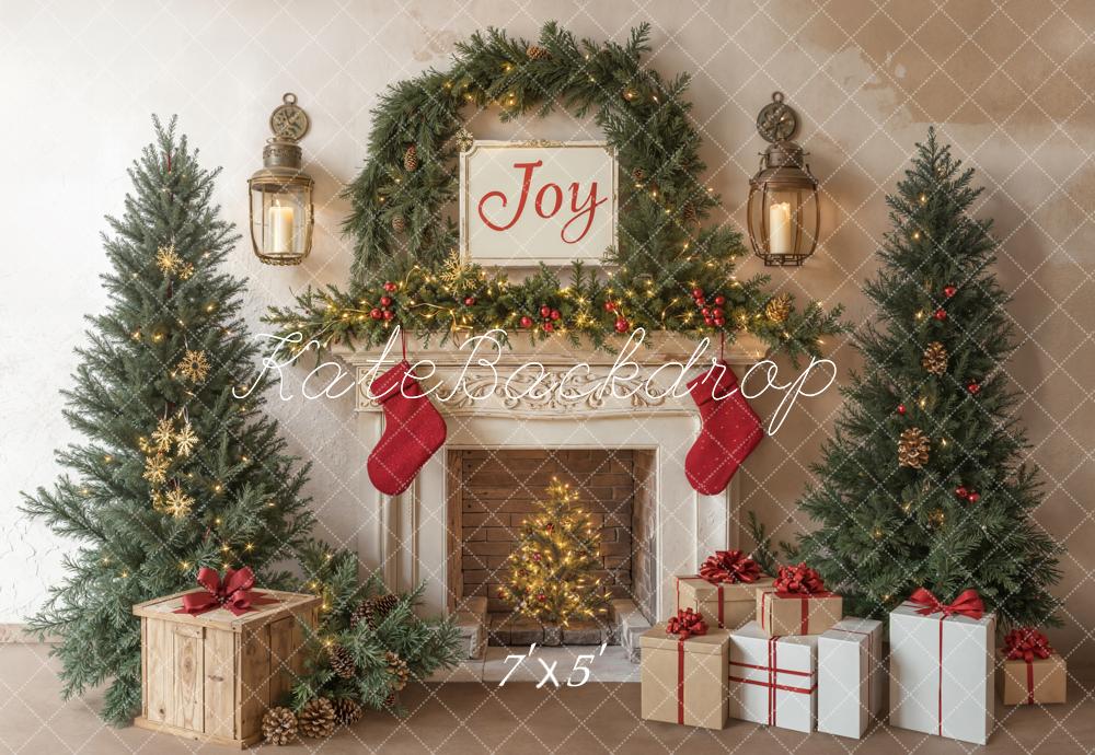 Kate Weihnachten Kamin Tannenbaum Geschenke Hintergrund Entworfen von Emetselch - Kate Backdrop.de