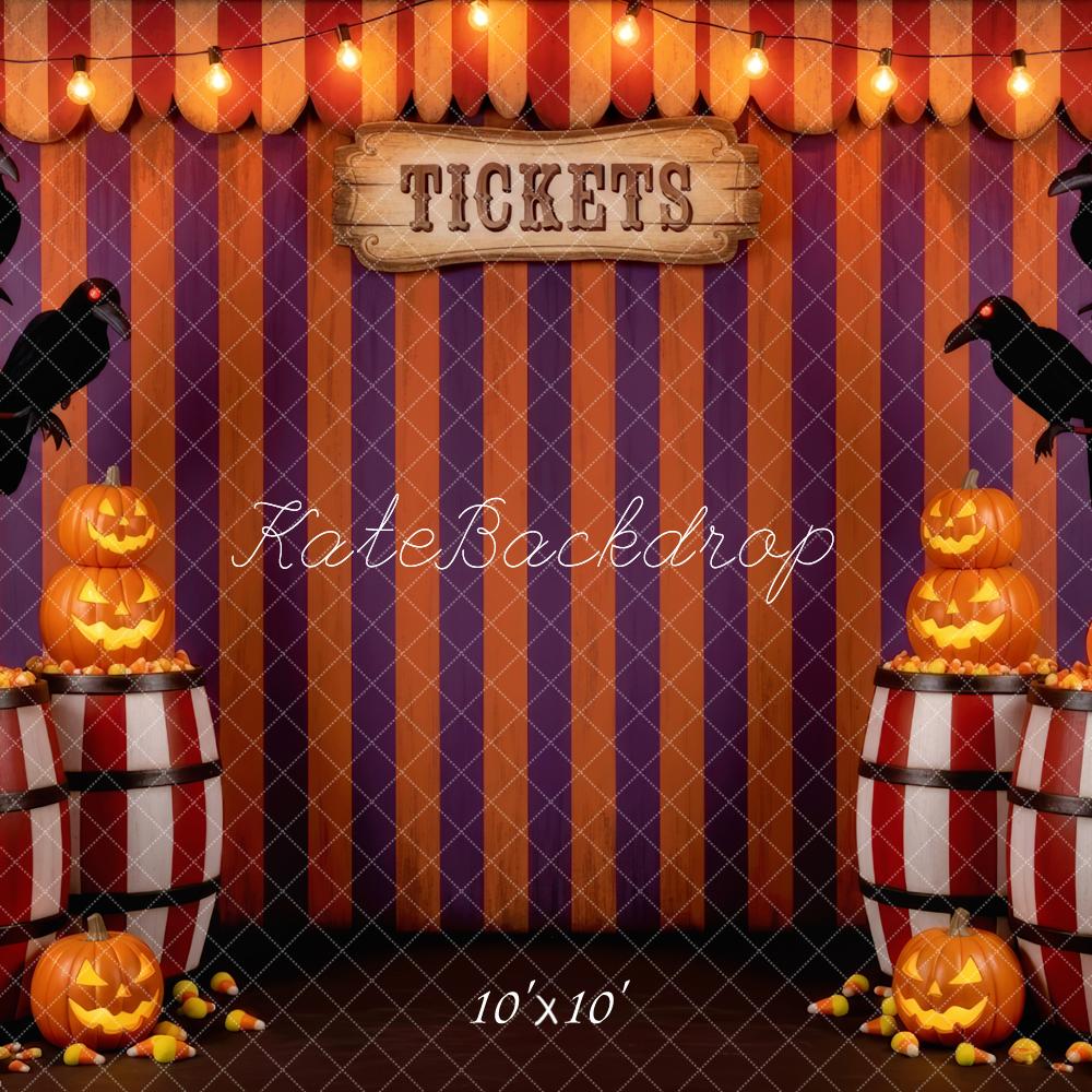 Kate Halloween Zirkus Kürbisse Raben Hintergrund Entworfen von Patty Roberts - Kate Backdrop.de