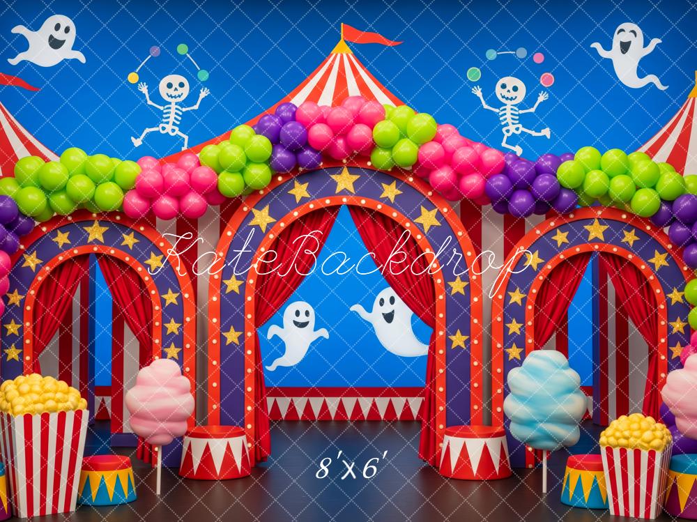 Kate Halloween Zirkus Ballons Bunt Hintergrund Entworfen von Patty Roberts