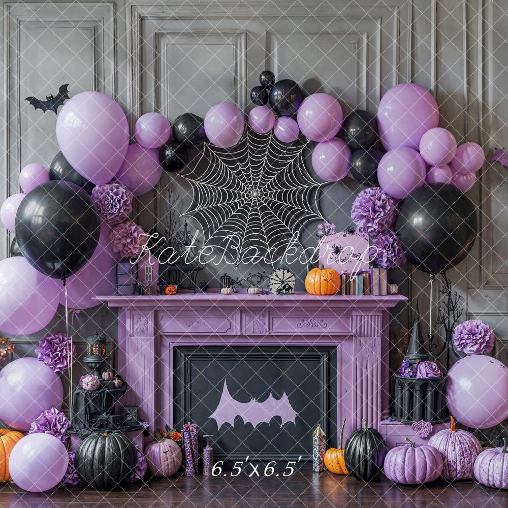 Kate Halloween Kamin Ballons Lila Hintergrund Entworfen von Emetselch - Kate Backdrop.de