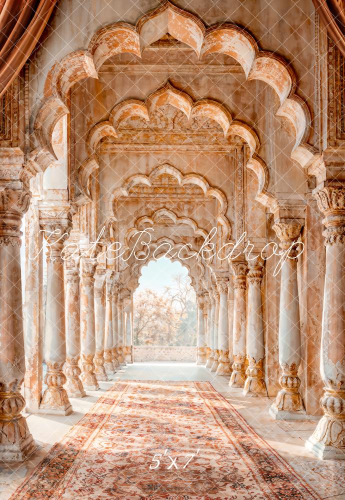 Kate Orientalische Architektur Säulen Teppich Braun Hintergrund Entworfen von Emetselch - Kate Backdrop.de