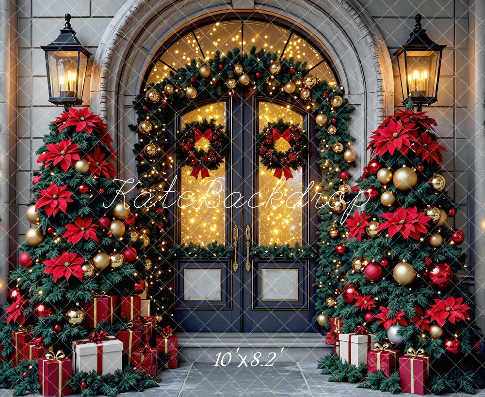 Kate Weihnachten Tür Kranz Geschenkpakete Hintergrund Entworfen von Mini MakeBelieve - Kate Backdrop.de