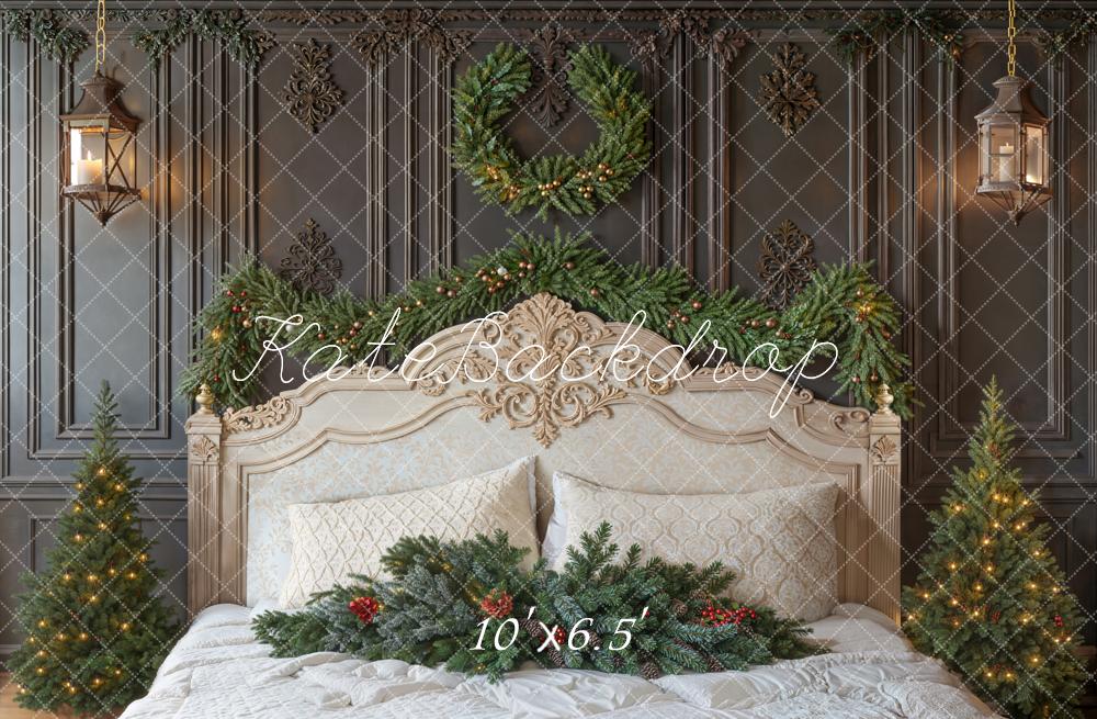 Kate Weihnachten Bett Tannen Elegant Fleece Hintergrund Entworfen von Emetselch - Kate Backdrop.de