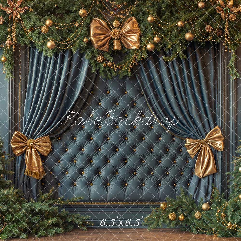 Kate Weihnachten Tannen Bogen Gold Hintergrund Entworfen von Emetselch - Kate Backdrop.de