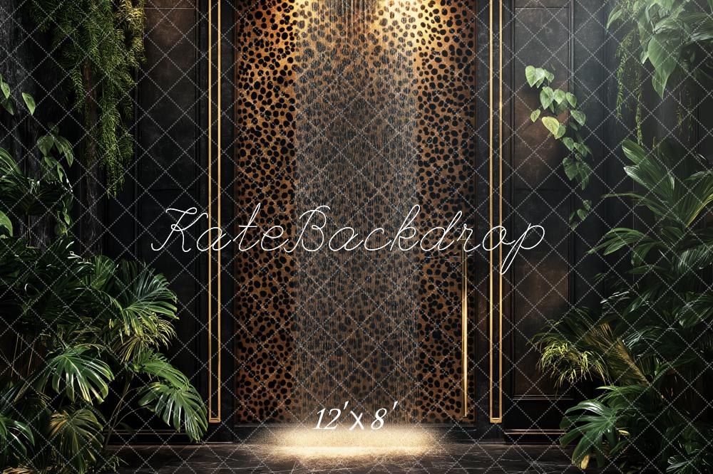 Kate Dschungel Pflanzen Leopardenmuster Modern Hintergrund Entworfen von Ashley Paul