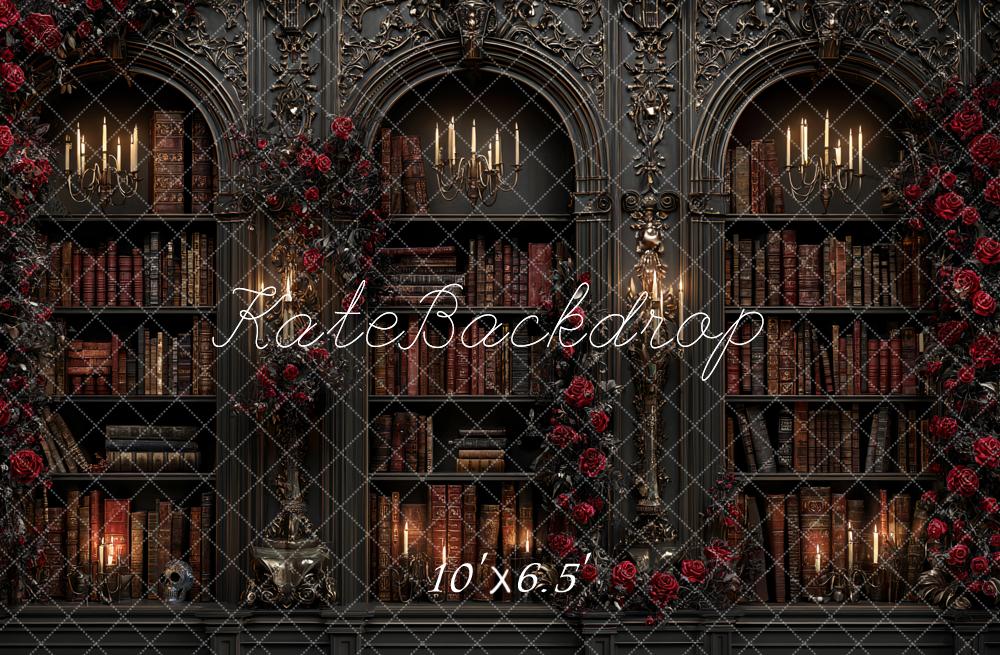 Kate Dunkle Bibliothek Rosen Kerzenleuchter Hintergrund Entworfen von Ashley Paul