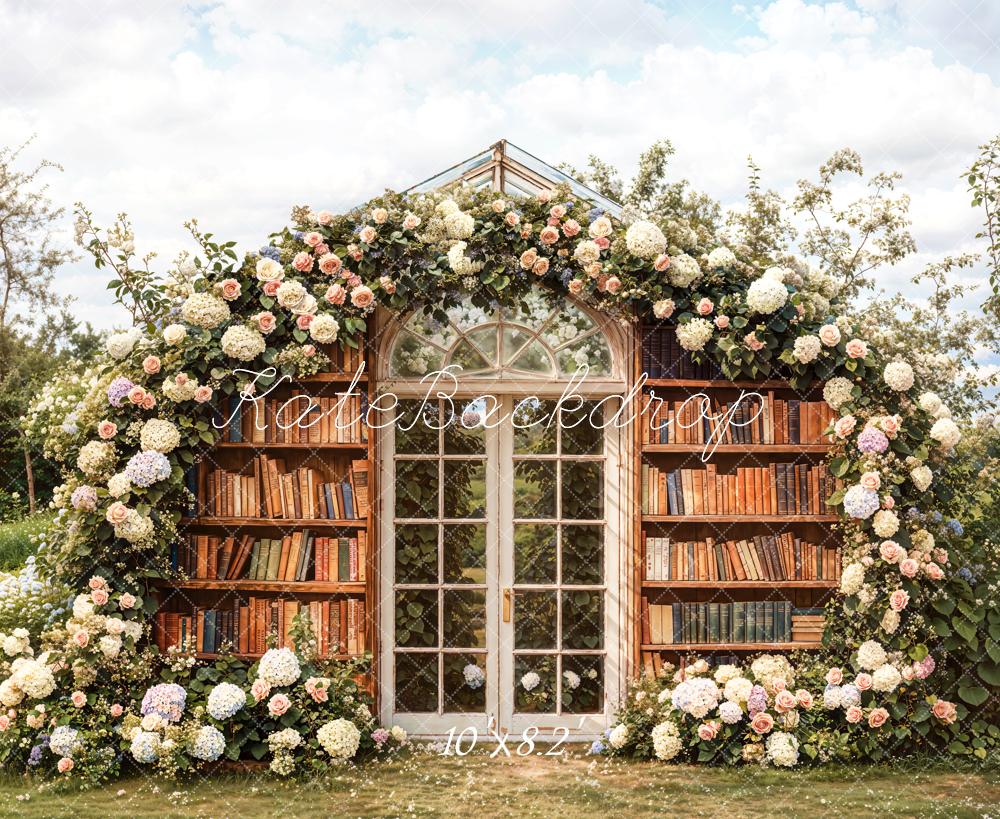 Kate Garten Blumen Bücherregal Romantisch Hintergrund Entworfen von Emetselch - Kate Backdrop.de