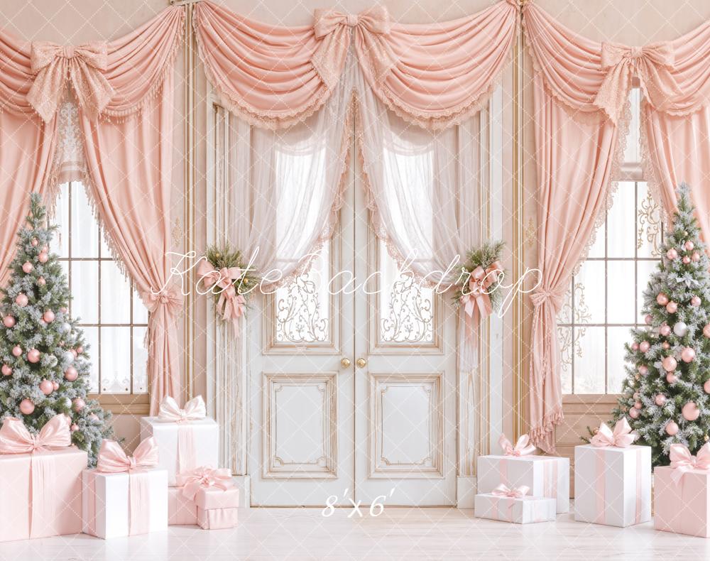 Kate Weihnachten Geschenke Bäume Rosa Fleece Hintergrund Entworfen von Emetselch - Kate Backdrop.de
