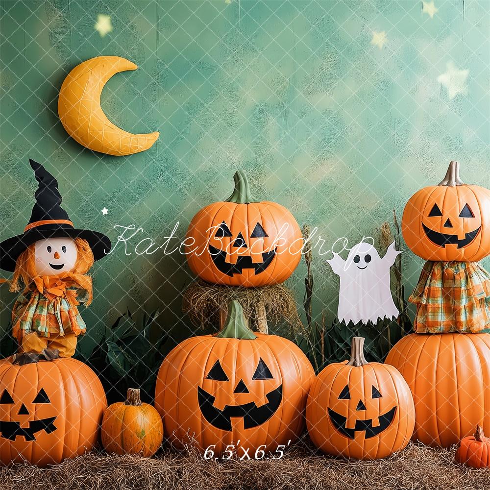 Kate Halloween Kürbisse Hexe Geist Hintergrund Entworfen von Patty Roberts - Kate Backdrop.de