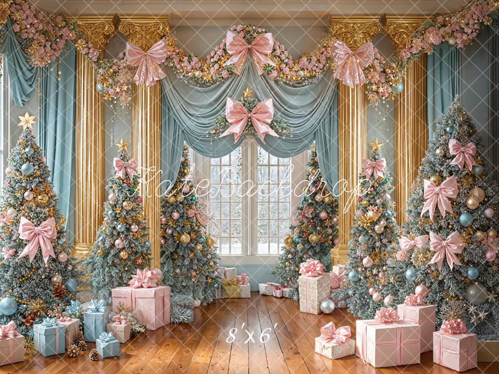 Kate Weihnachten Tannenbäume Geschenke Pastell Hintergrund Entworfen von Emetselch - Kate Backdrop.de