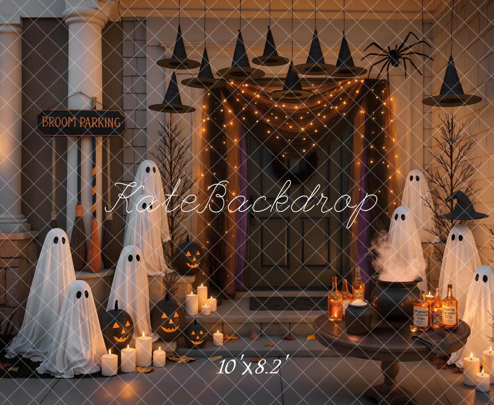 Kate Halloween Geister Kürbisse Hexenhüte Hintergrund Entworfen von Mini MakeBelieve - Kate Backdrop.de
