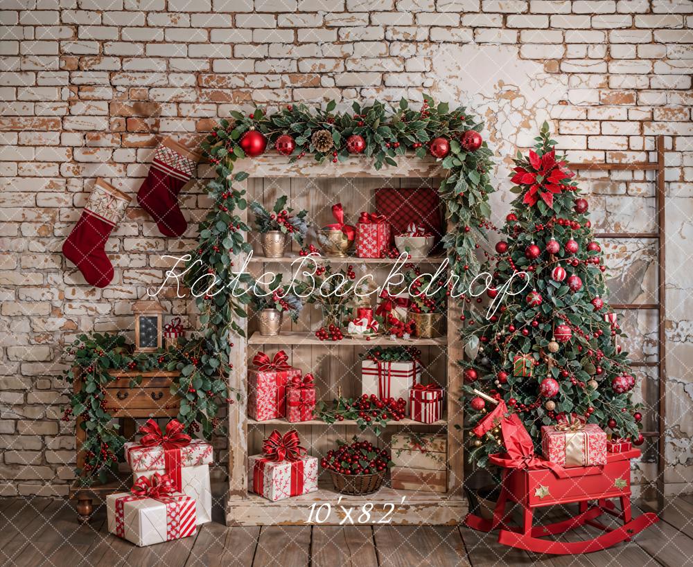 Kate Weihnachten Geschenke Tannenbaum Vintage Hintergrund Entworfen von Emetselch