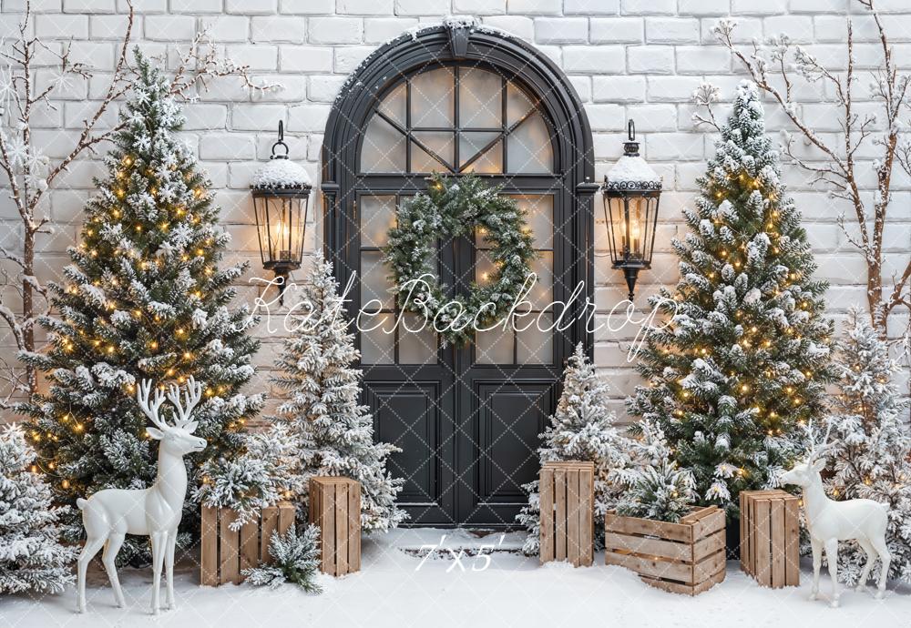 Kate Weihnachten Tannen Schnee Tür Hintergrund Entworfen von Emetselch - Kate Backdrop.de