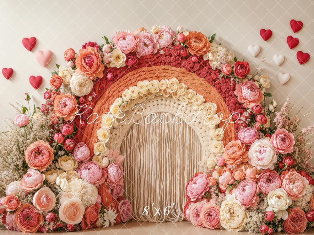 Kate Valentinstag Blumenbogen Herzdeko Rosa Hintergrund Entworfen von Emetselch