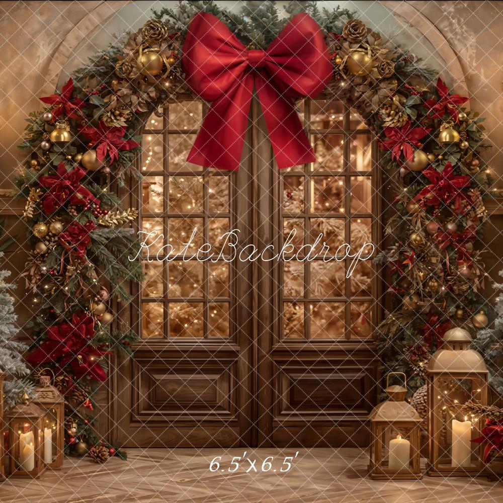 Kate Weihnachten Tür Kranz Rot Gold Hintergrund Entworfen von Emetselch - Kate Backdrop.de