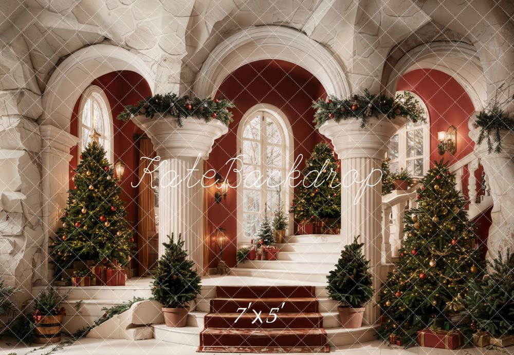Kate Weihnachten Treppe Weihnachtsbäume Klassisch Hintergrund Entworfen von Emetselch - Kate Backdrop.de