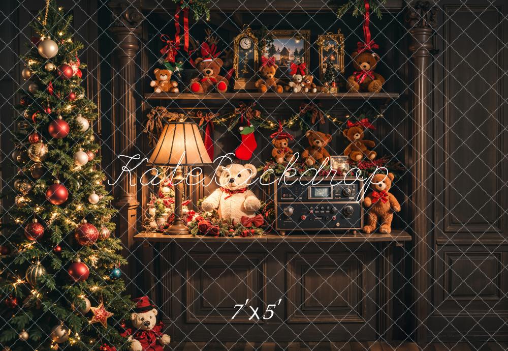 Kate Weihnachten Teddybären Regal Vintage Hintergrund Entworfen von Emetselch - Kate Backdrop.de