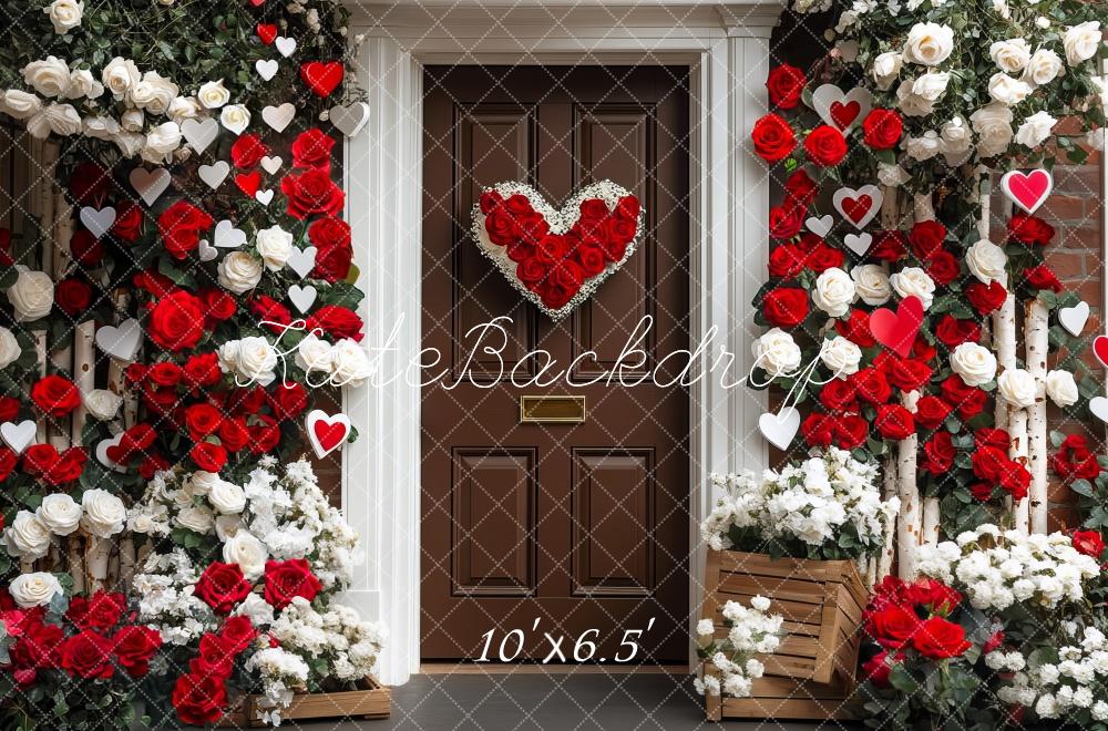 Kate Valentinstag Rosen Herzen Braun Hintergrund Entworfen von Mini MakeBelieve