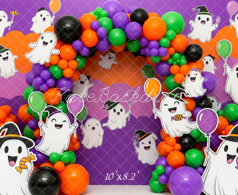 Kate Halloween Geister Ballonbogen Bunt Hintergrund Entworfen von Patty Roberts