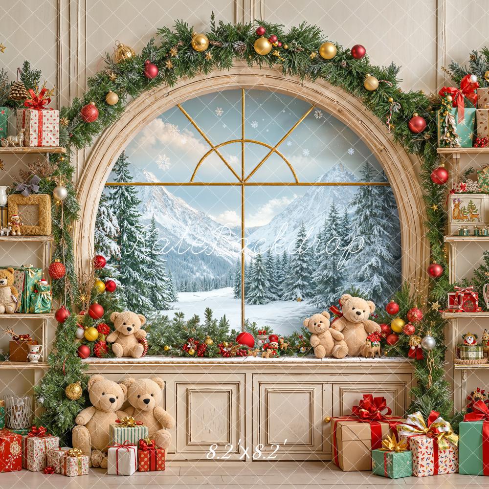 Kate Weihnachten Fenster Geschenke Regal Hintergrund Entworfen von Emetselch - Kate Backdrop.de