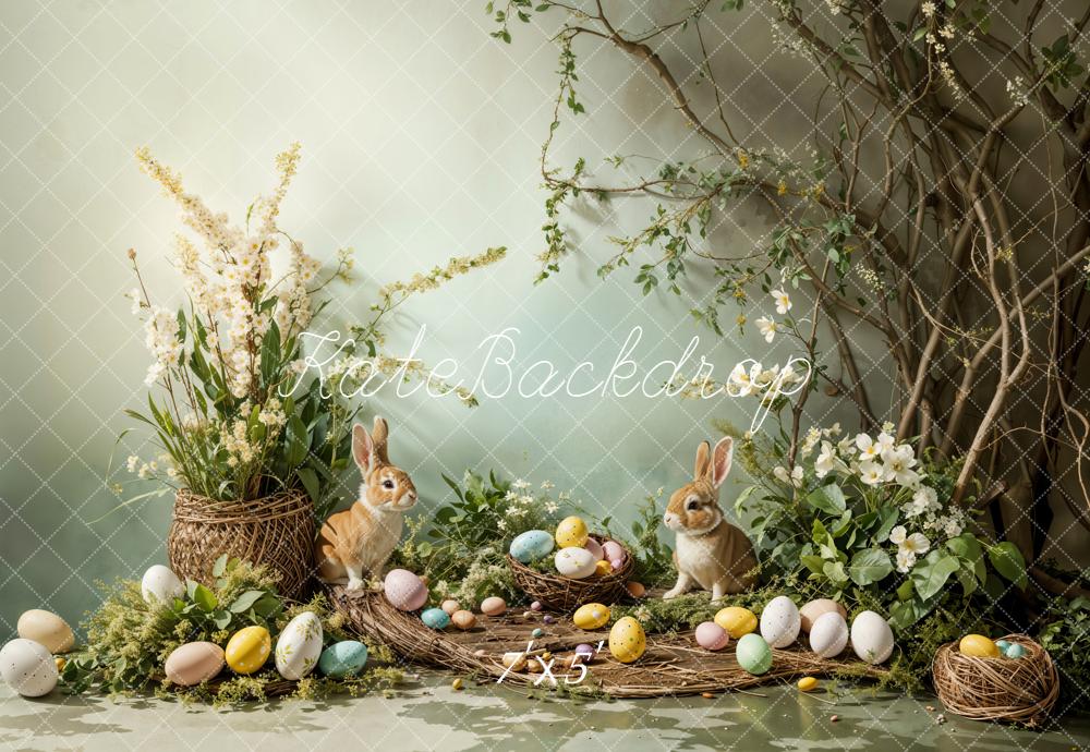 Kate Ostern Kaninchen Eier Blumen Hintergrund Entworfen von Emetselch - Kate Backdrop.de