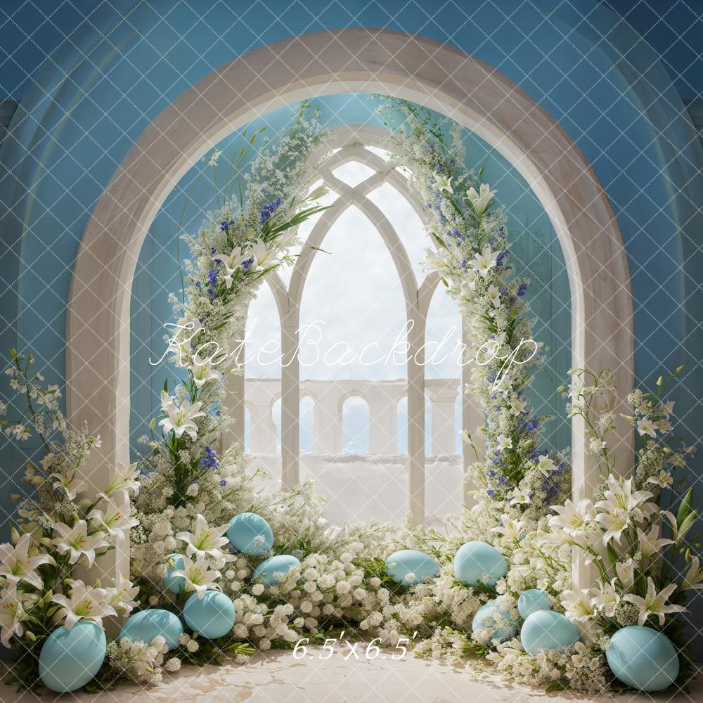 Kate Ostern Bogen Blaue Eier Blumendeko Hintergrund Entworfen von Emetselch - Kate Backdrop.de