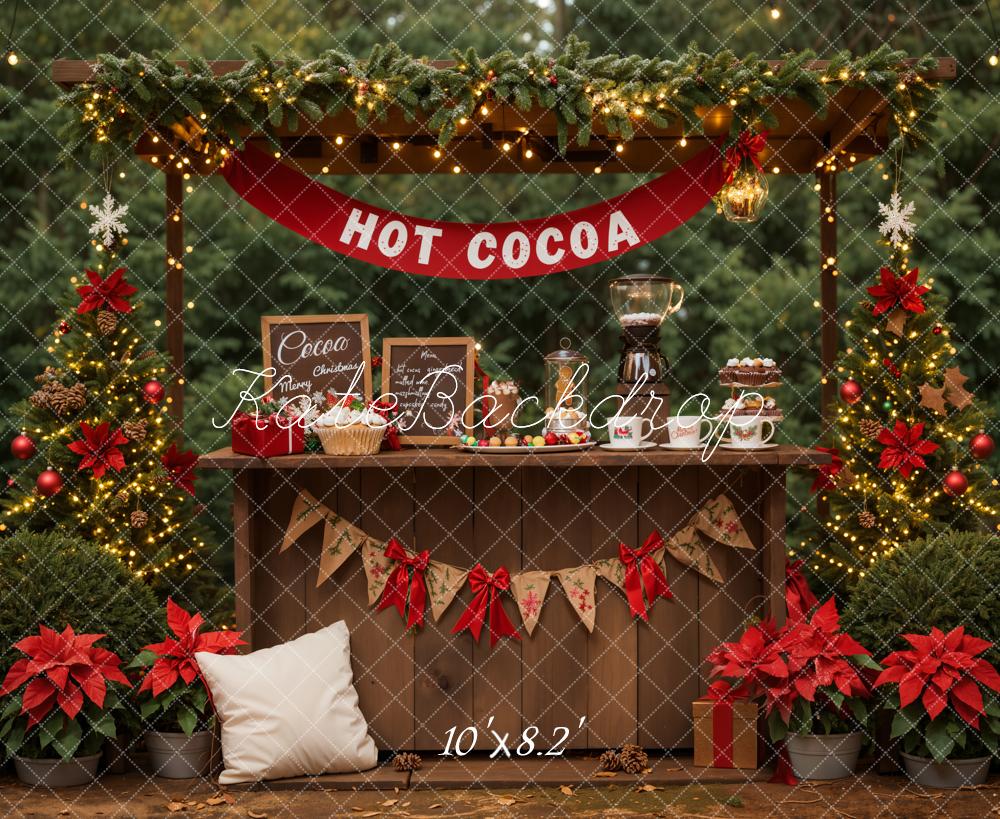 Kate Weihnachten Schoko Stand Tannen Rot Hintergrund Entworfen von Emetselch