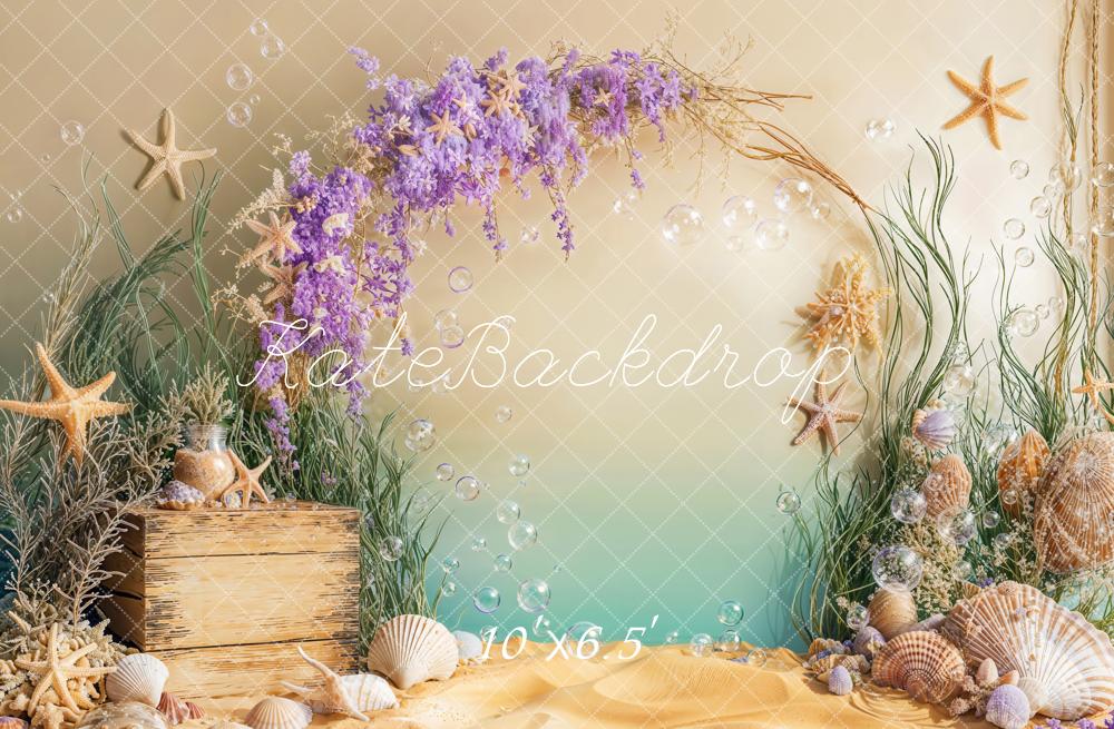 Kate Flower Arch Seesterne Muscheln Meer Fleece Hintergrund Entworfen von Emetselch - Kate Backdrop.de