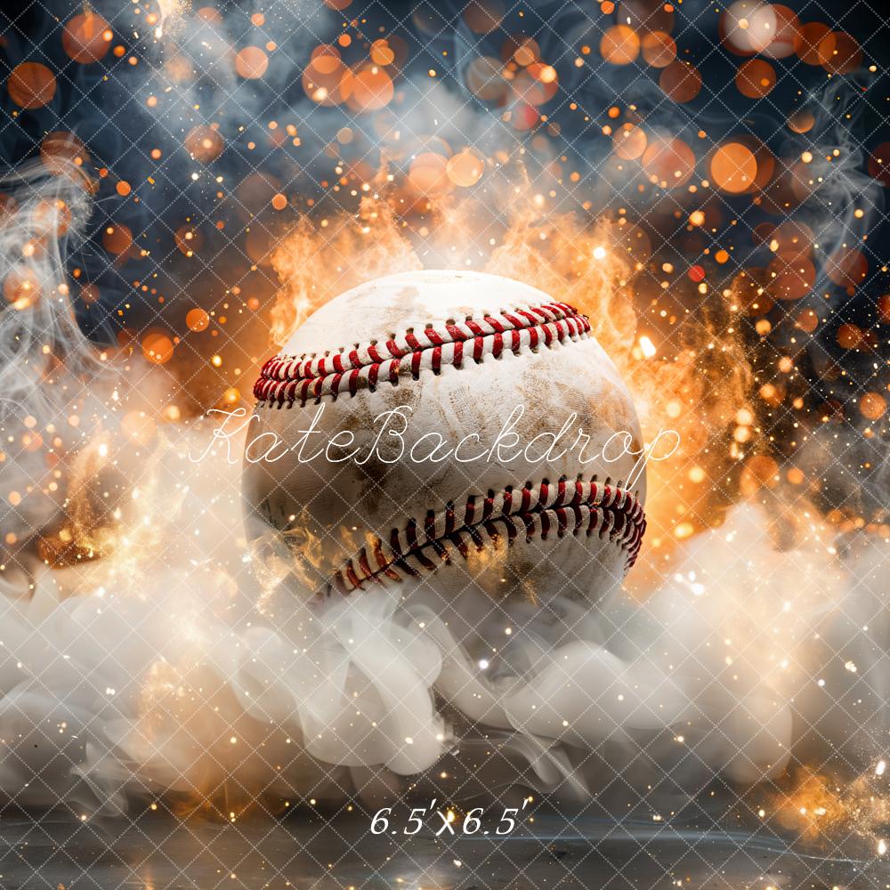 Kate Baseball Feuer Rauch Orange Hintergrund Entworfen von Emetselch - Kate Backdrop.de
