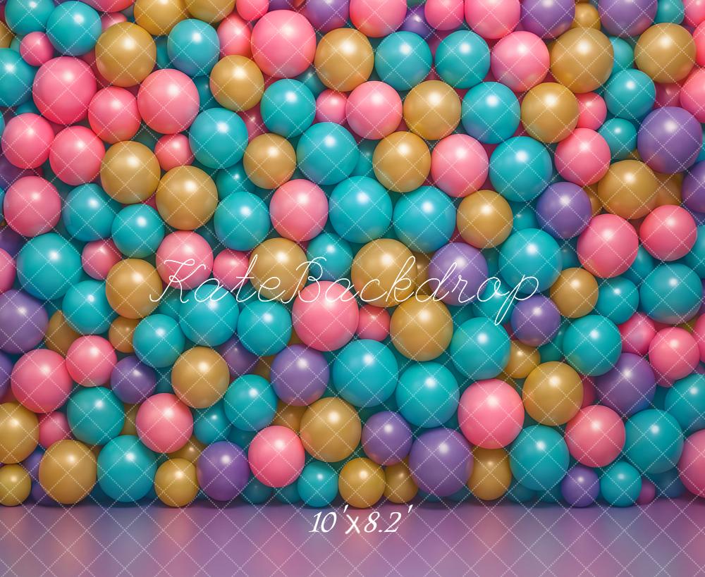Kate Geburtstag Bunte Kugeln Pastell Hintergrund Entworfen von Ashley Paul - Kate Backdrop.de